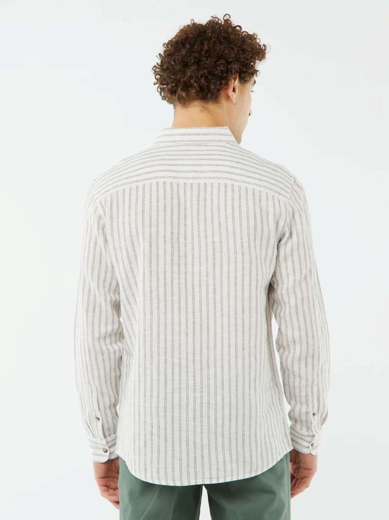 striped linen blend shirt-3